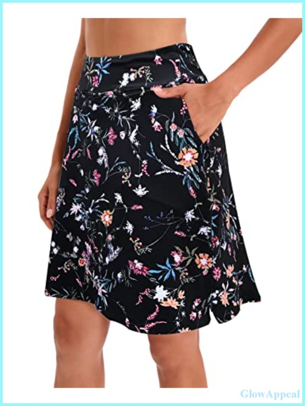 Women's Tennis Skirt with Pockets Athletic Skort High Waist Knee Length